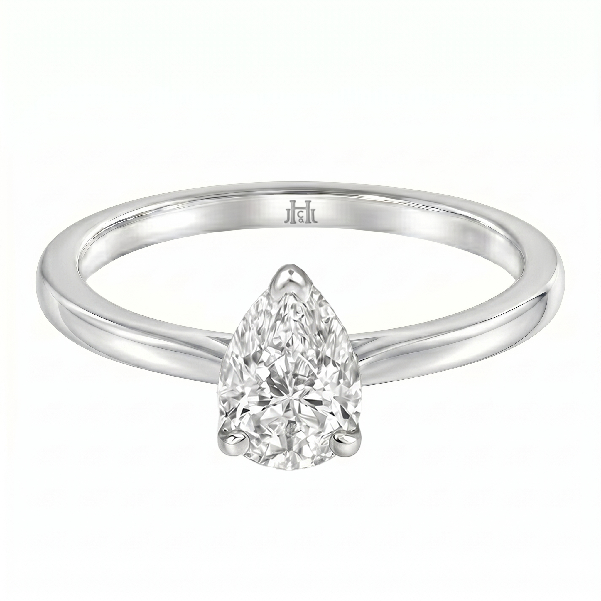 Le Grande Teton Pear Shape Cut Diamond Solitaire Engagement Ring in 18K Gold - Jackson Hole Jewelry Company