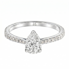 Le Grande Teton Pear Shape Cut Diamond Solitaire Engagement Ring with Pavé Set in 18K Gold - Jackson Hole Jewelry Company