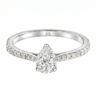 Le Grande Teton Pear Shape Cut Diamond Solitaire Engagement Ring with Pavé Set in 18K Gold - Jackson Hole Jewelry Company