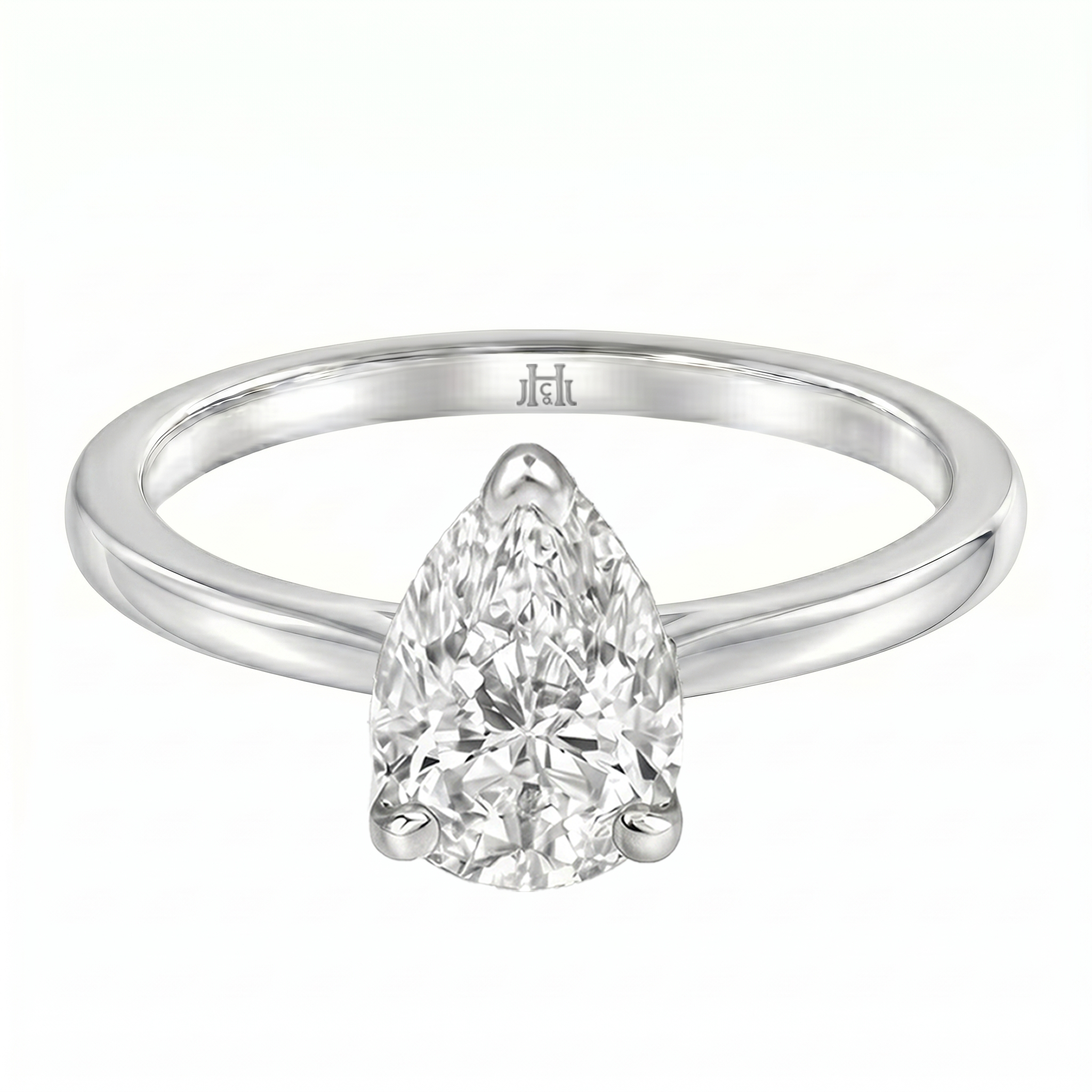 Le Grande Teton Pear Shape Cut Diamond Solitaire Engagement Ring in 18K Gold - Jackson Hole Jewelry Company