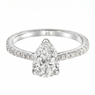 Le Grande Teton Pear Shape Cut Diamond Solitaire Engagement Ring with Pavé Set in 18K Gold - Jackson Hole Jewelry Company