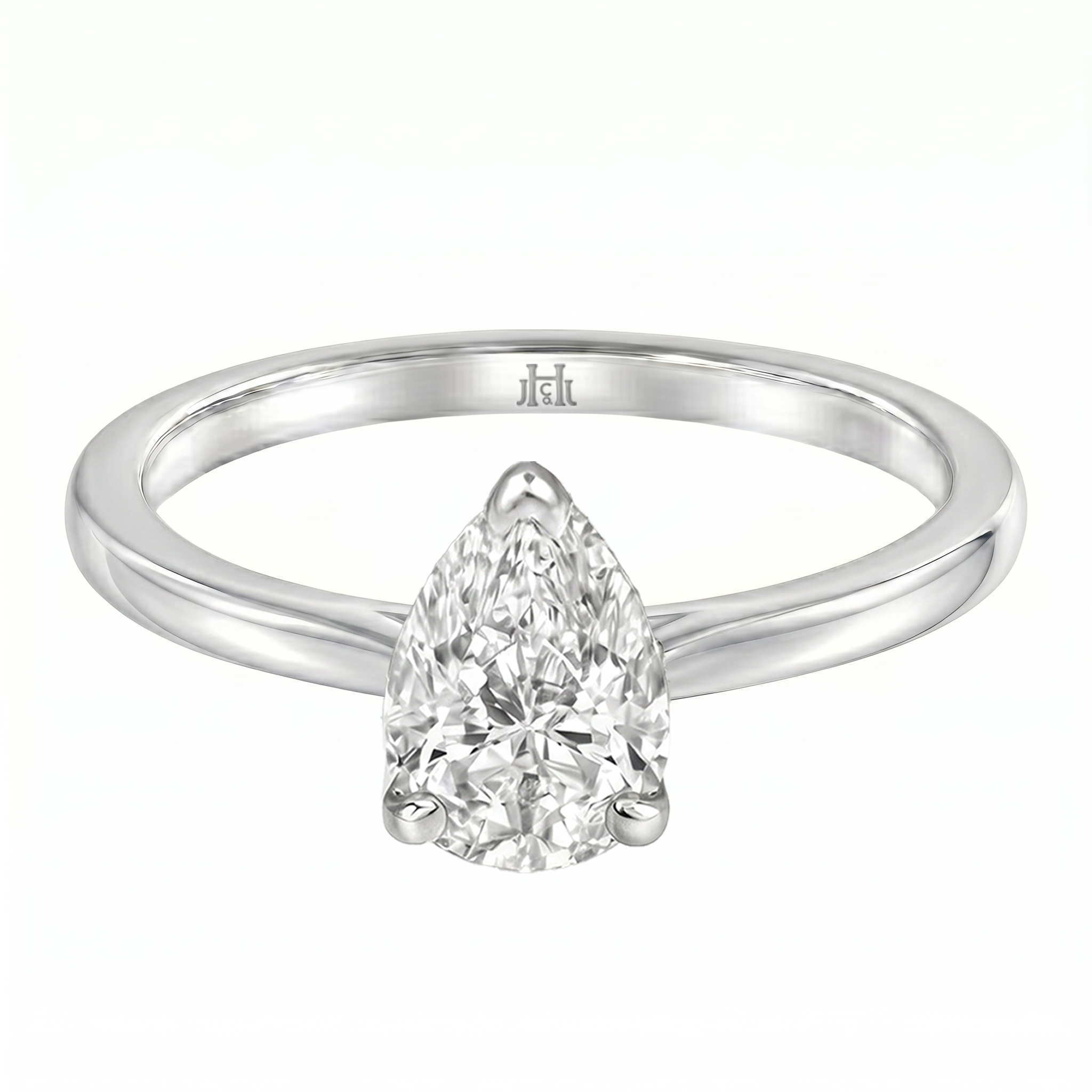 Le Grande Teton Pear Shape Cut Diamond Solitaire Engagement Ring in 18K Gold - Jackson Hole Jewelry Company