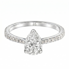 Le Grande Teton Pear Shape Cut Diamond Solitaire Engagement Ring with Pavé Set in 18K Gold - Jackson Hole Jewelry Company