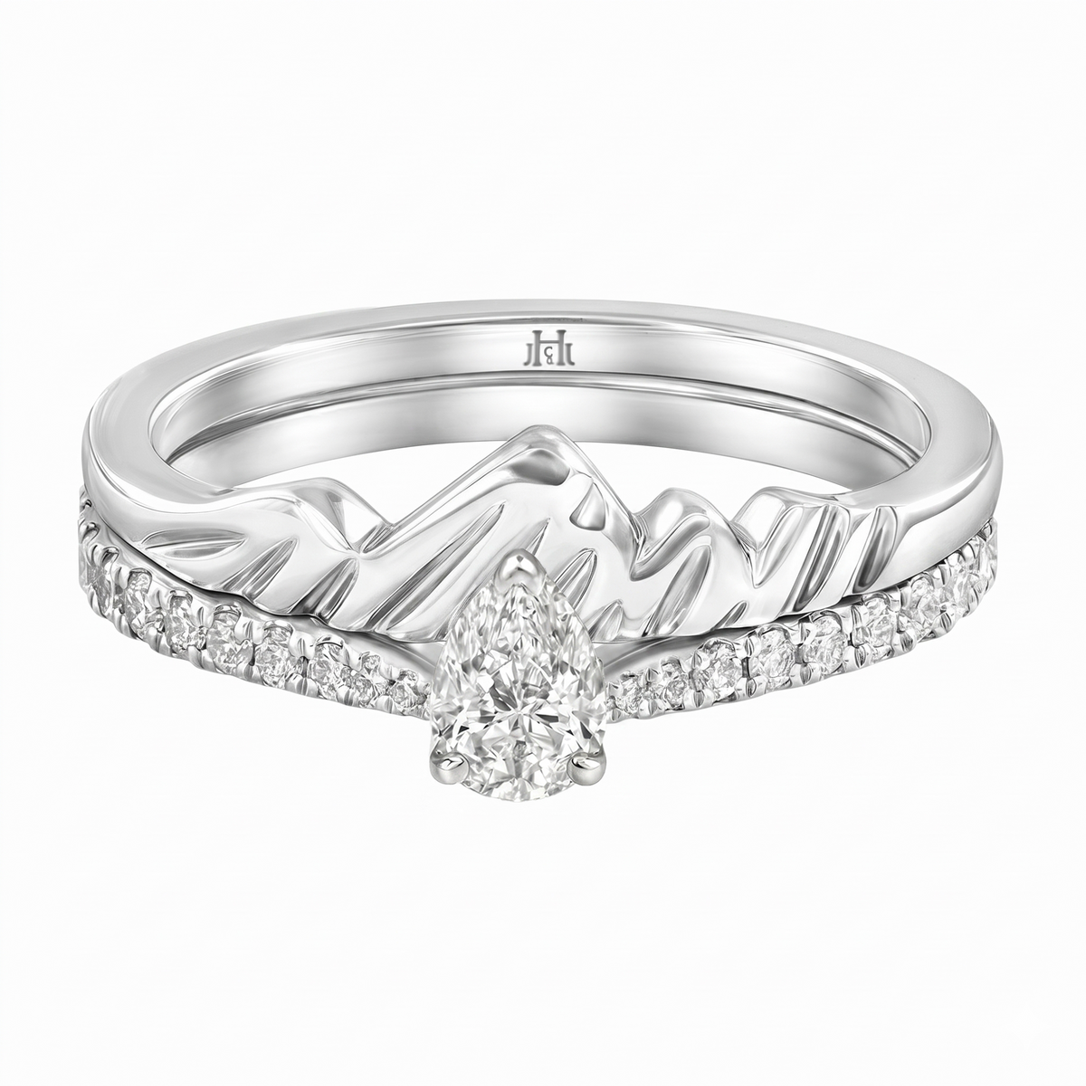 Du Rings Le PeTeton Pear Shape Cut Diamond Solitaire Engagement Dúo Stack Rings ...