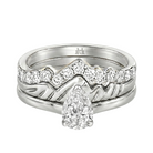 Le Grande Teton Pear Shape Cut Diamond Solitaire Engagement Trio Stack Rings in 18K Gold - Jackson Hole Jewelry Company