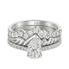 Le Grande Teton Pear Shape Cut Diamond Solitaire Engagement Trio Stack Rings with Pavé Set in 18K Gold - Jackson Hole Jewelry Company