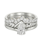 Le Grande Teton Pear Shape Cut Diamond Solitaire Engagement Trio Stack Rings in 18K Gold - Jackson Hole Jewelry Company