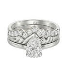 Le Grande Teton Pear Shape Cut Diamond Solitaire Engagement Trio Stack Rings in 18K Gold - Jackson Hole Jewelry Company