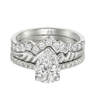 Le Grande Teton Pear Shape Cut Diamond Solitaire Engagement Trio Stack Rings with Pavé Set in 18K Gold - Jackson Hole Jewelry Company