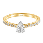 Le PeTeton Pear Diamond Solitaire Engagement Ring with Pavé Set in 18K Gold - Jackson Hole Jewelry Company