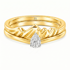 Le PeTeton Pear Shape Cut Diamond Solitaire Engagement Dúo Stack Rings in 18K Gold - Jackson Hole Jewelry Company