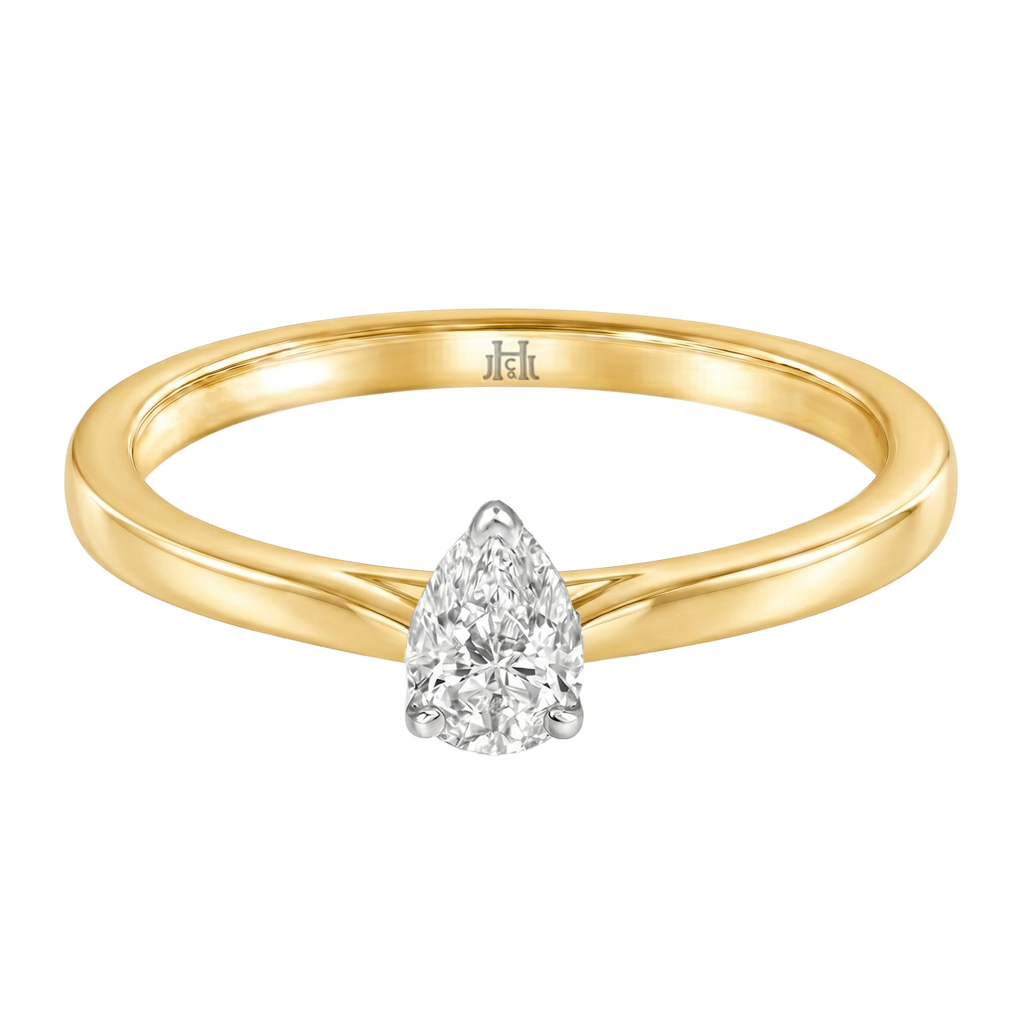 Le PeTeton Pear Shape Cut Diamond Solitaire Engagement Ring in 18K Gold - Jackson Hole Jewelry Company