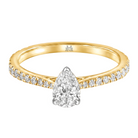 Le PeTeton Pear Diamond Solitaire Engagement Ring with Pavé Set in 18K Gold - Jackson Hole Jewelry Company