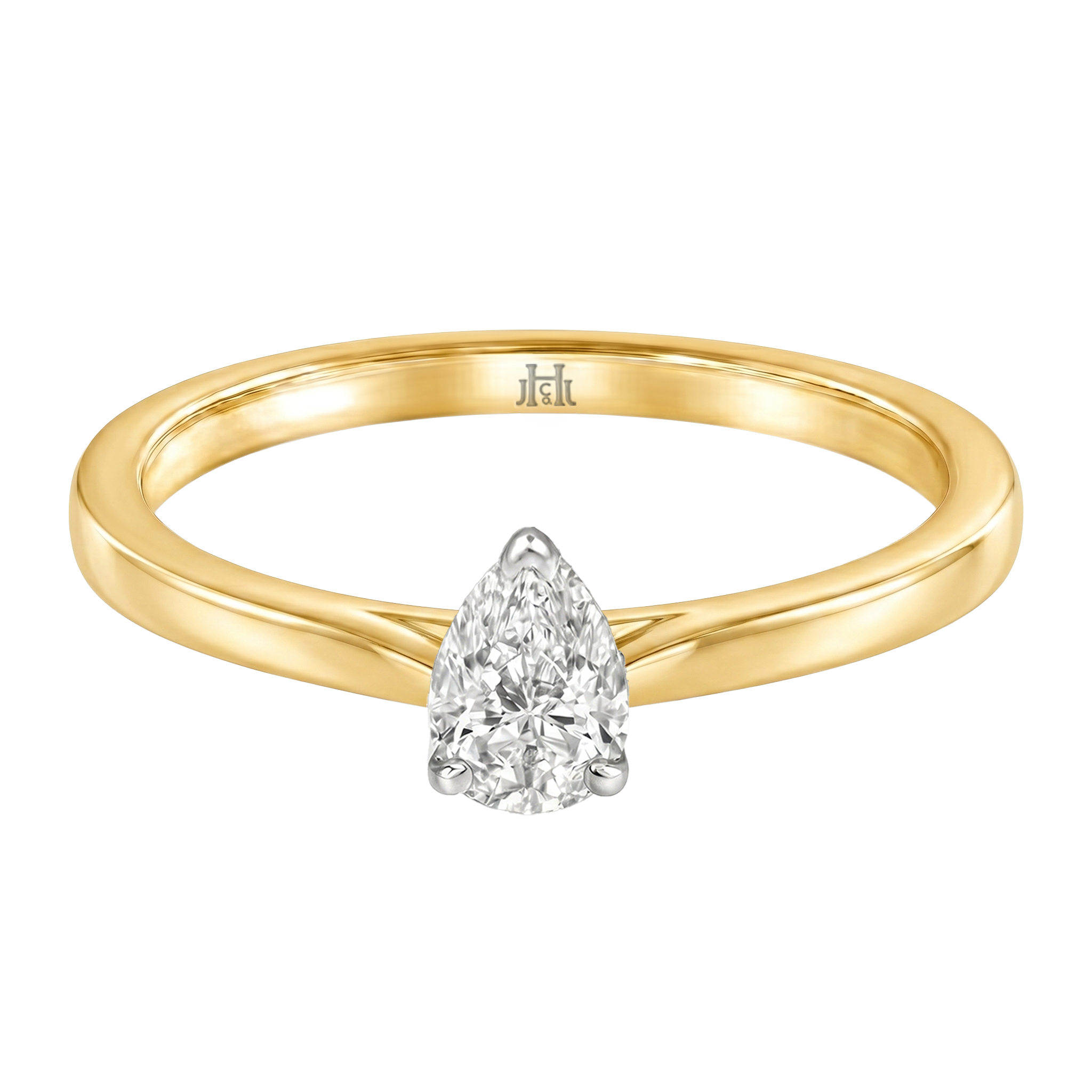 Le PeTeton Pear Shape Cut Diamond Solitaire Engagement Ring in 18K Gold - Jackson Hole Jewelry Company