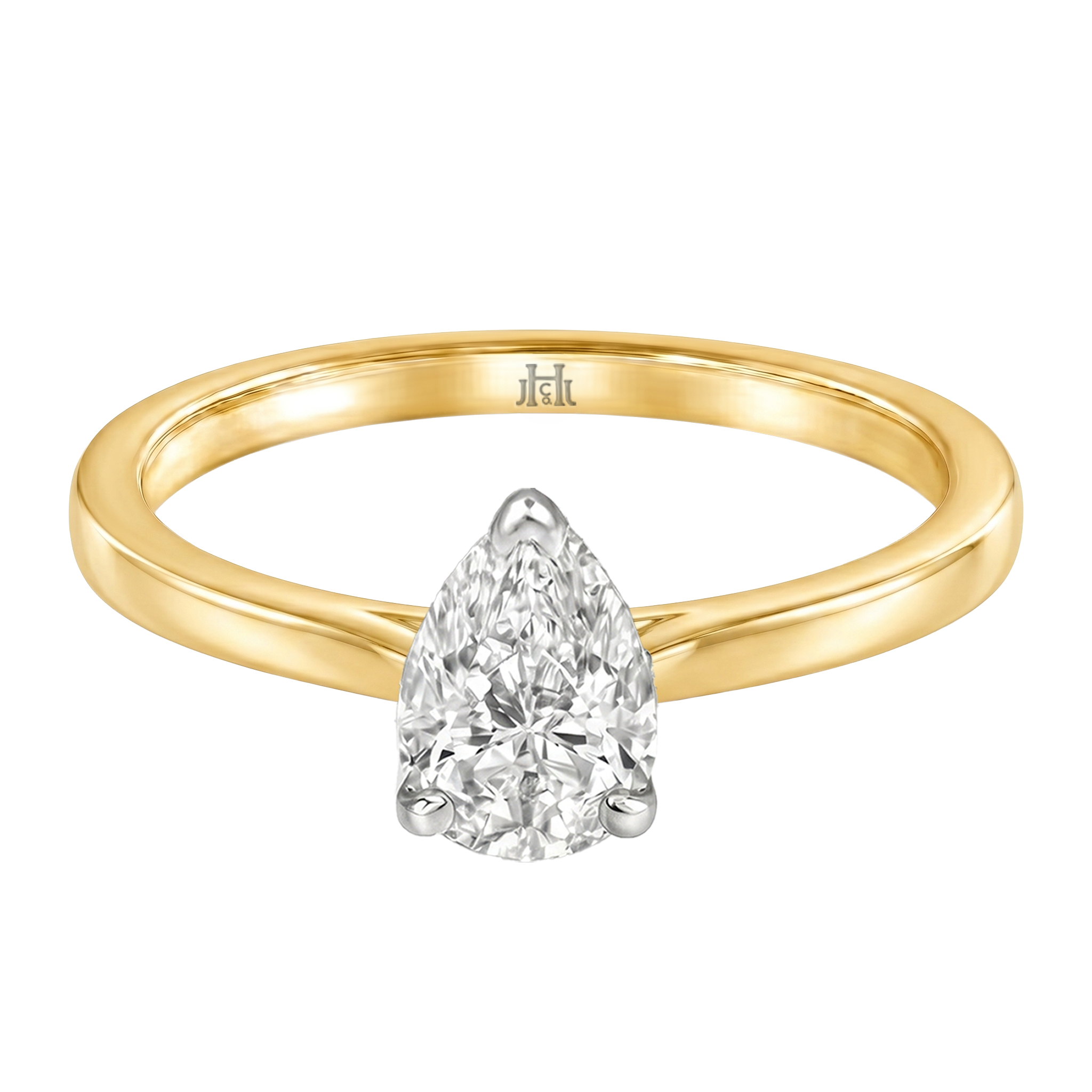 Le Grande Teton Pear Shape Cut Diamond Solitaire Engagement Ring in 18K Gold - Jackson Hole Jewelry Company