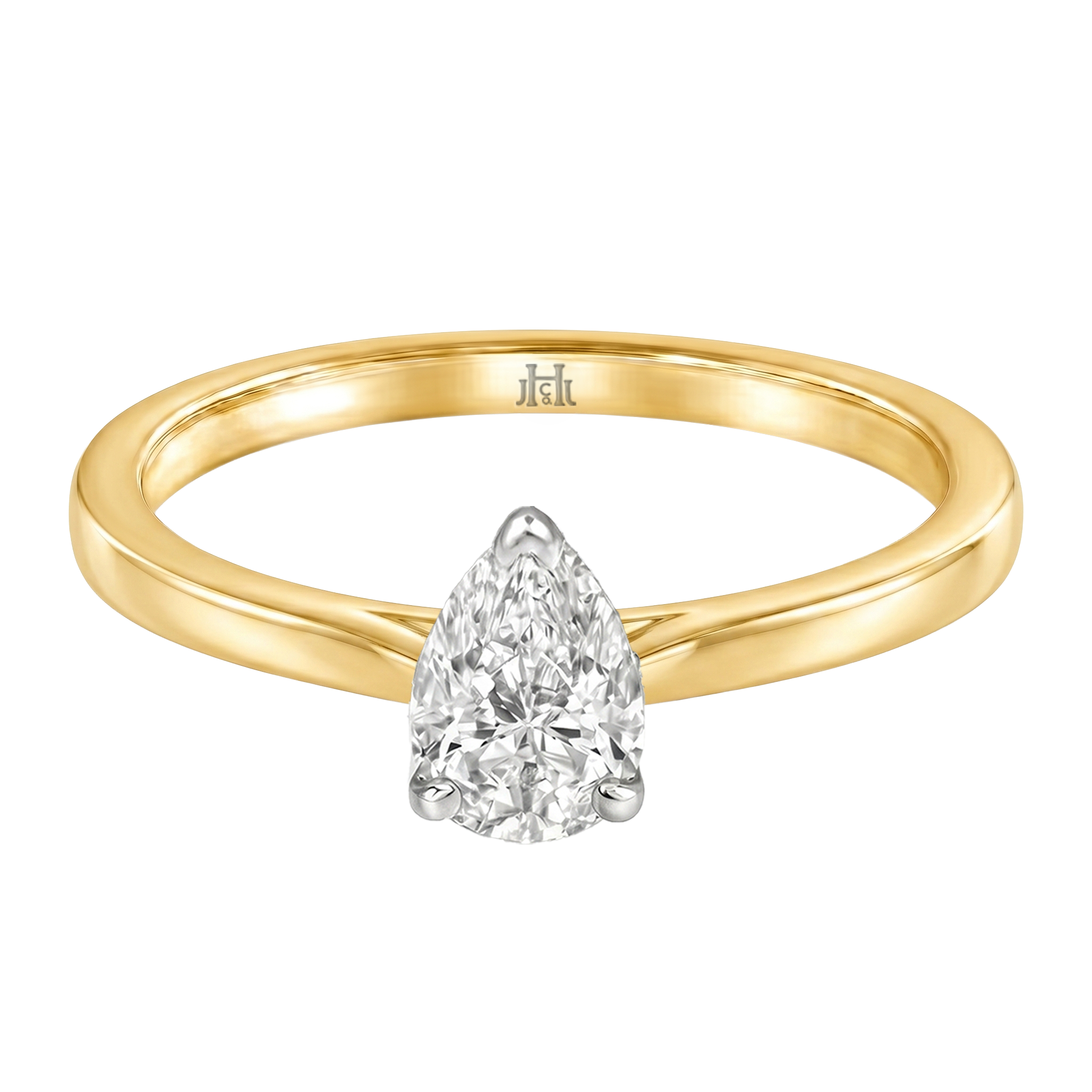 Le Grande Teton Pear Shape Cut Diamond Solitaire Engagement Ring in 18K Gold - Jackson Hole Jewelry Company