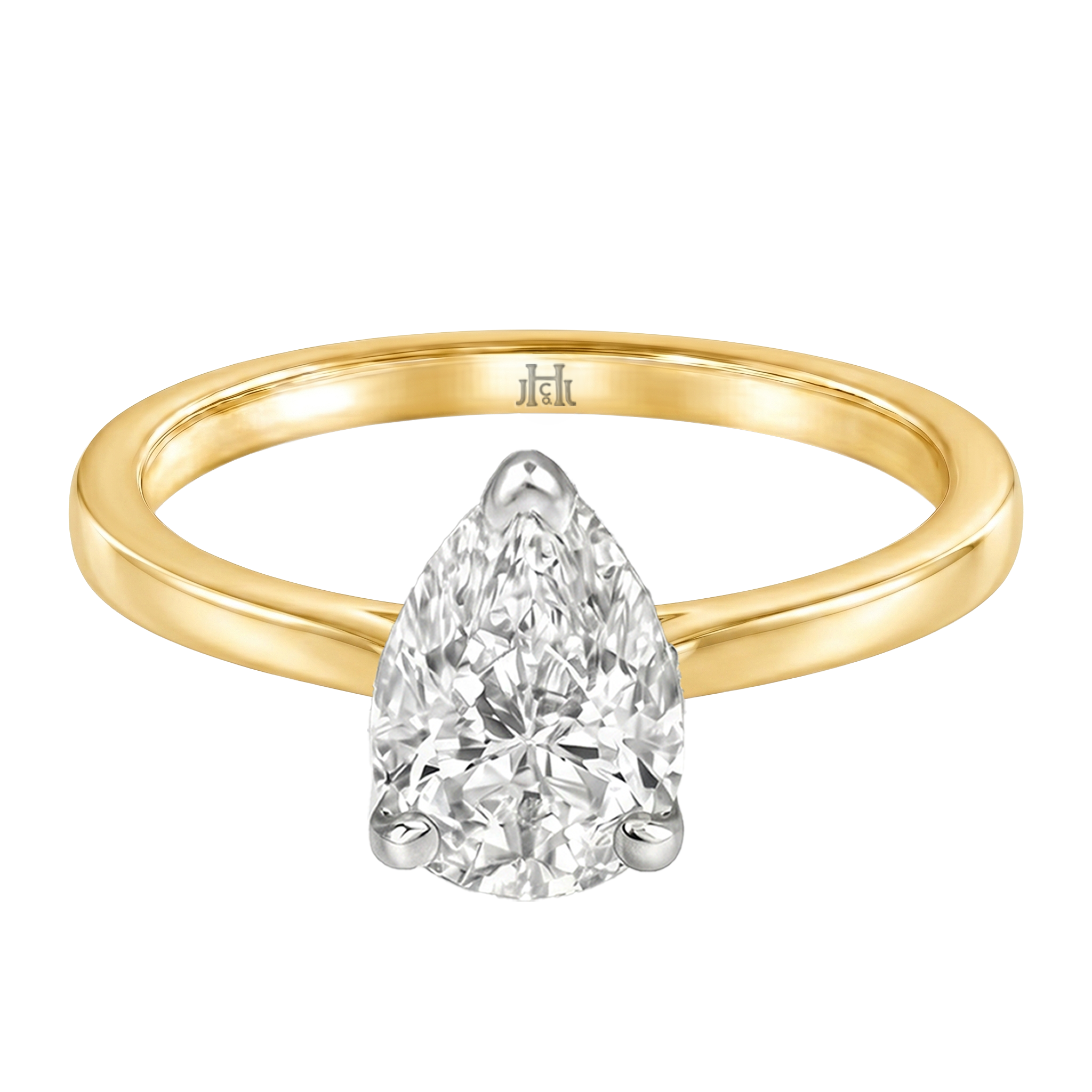 Le Grande Teton Pear Shape Cut Diamond Solitaire Engagement Ring in 18K Gold - Jackson Hole Jewelry Company