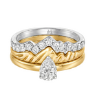 Le PeTeton Pear Shape Cut Diamond Solitaire Engagement Trio Stack Rings in 18K Gold - Jackson Hole Jewelry Company