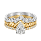 Le Grande Teton Pear Shape Cut Diamond Solitaire Engagement Trio Stack Rings with Pavé Set in 18K Gold - Jackson Hole Jewelry Company