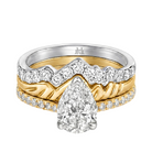 Le Grande Teton Pear Shape Cut Diamond Solitaire Engagement Trio Stack Rings with Pavé Set in 18K Gold - Jackson Hole Jewelry Company