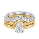 Le Grande Teton Pear Shape Cut Diamond Solitaire Engagement Trio Stack Rings in 18K Gold - Jackson Hole Jewelry Company