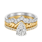 Le Grande Teton Pear Shape Cut Diamond Solitaire Engagement Trio Stack Rings with Pavé Set in 18K Gold - Jackson Hole Jewelry Company