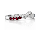 USA Diamond Snow Top Ring with Rubies and Sapphires in 18K White Gold - Jackson Hole Jewelry Company