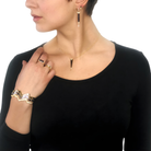 Doves Gatsby Black Onyx & Diamond Post Earrings in 14K Yellow Gold 0.06 cttw - Jackson Hole Jewelry Company
