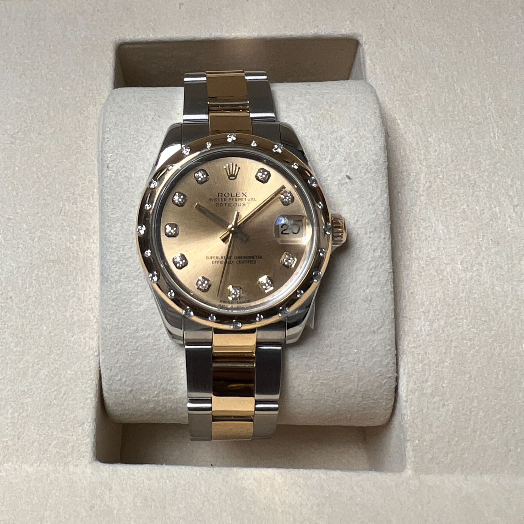 Rolex Datejust 31 mm Champagne Diamond Dial with Diamond Bezel on Oyster - Jackson Hole Jewelry Company