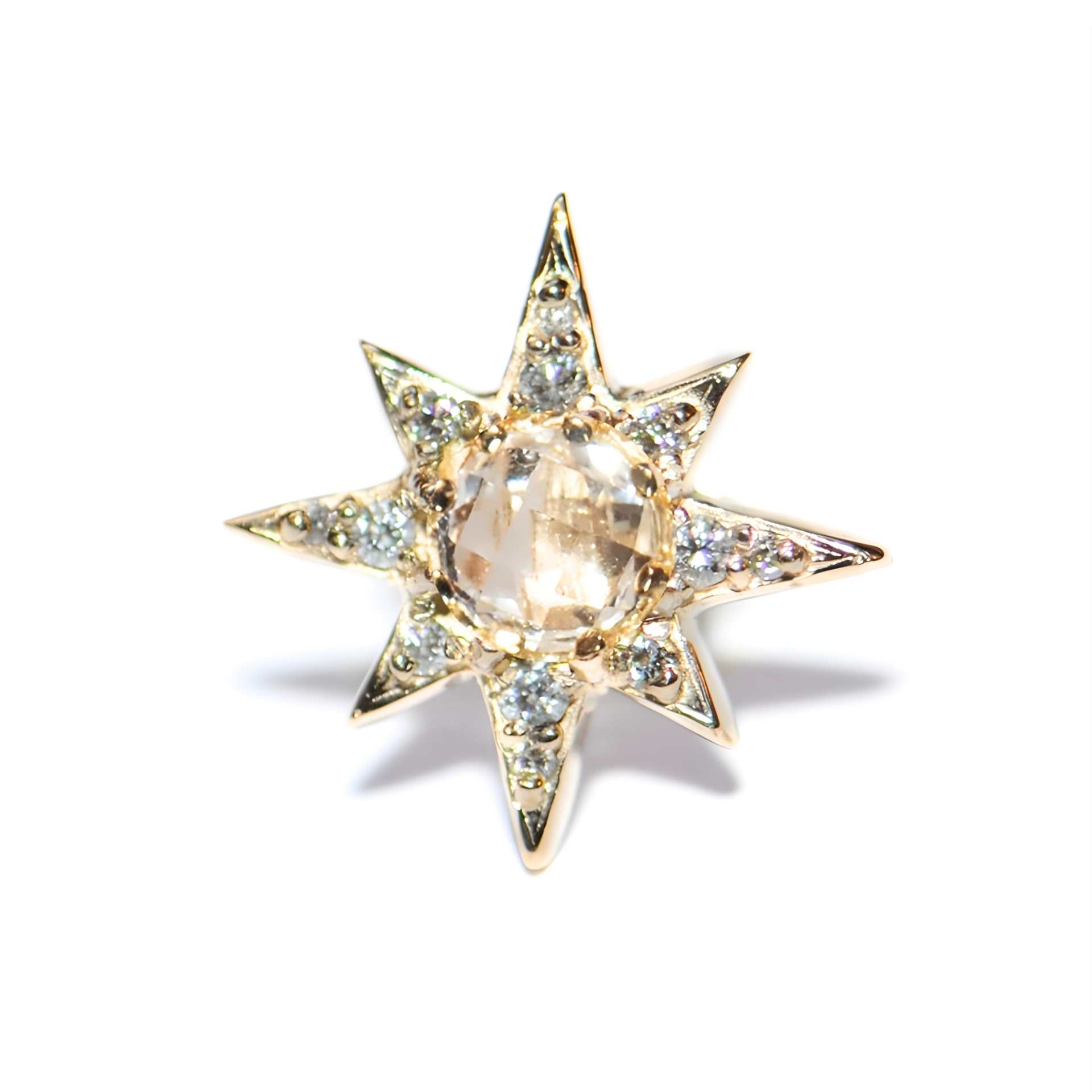 ANZIE Aztec Mini Starburst Stud Earrings in 14K Yellow Gold 0.22
