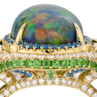 Omi Privé Australian Black Opal, Tsavorite, Hauyne & Diamond Ring in 18K Yellow Gold - Jackson Hole Jewelry Company
