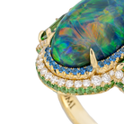 Omi Privé Australian Black Opal, Tsavorite, Hauyne & Diamond Ring in 18K Yellow Gold - Jackson Hole Jewelry Company