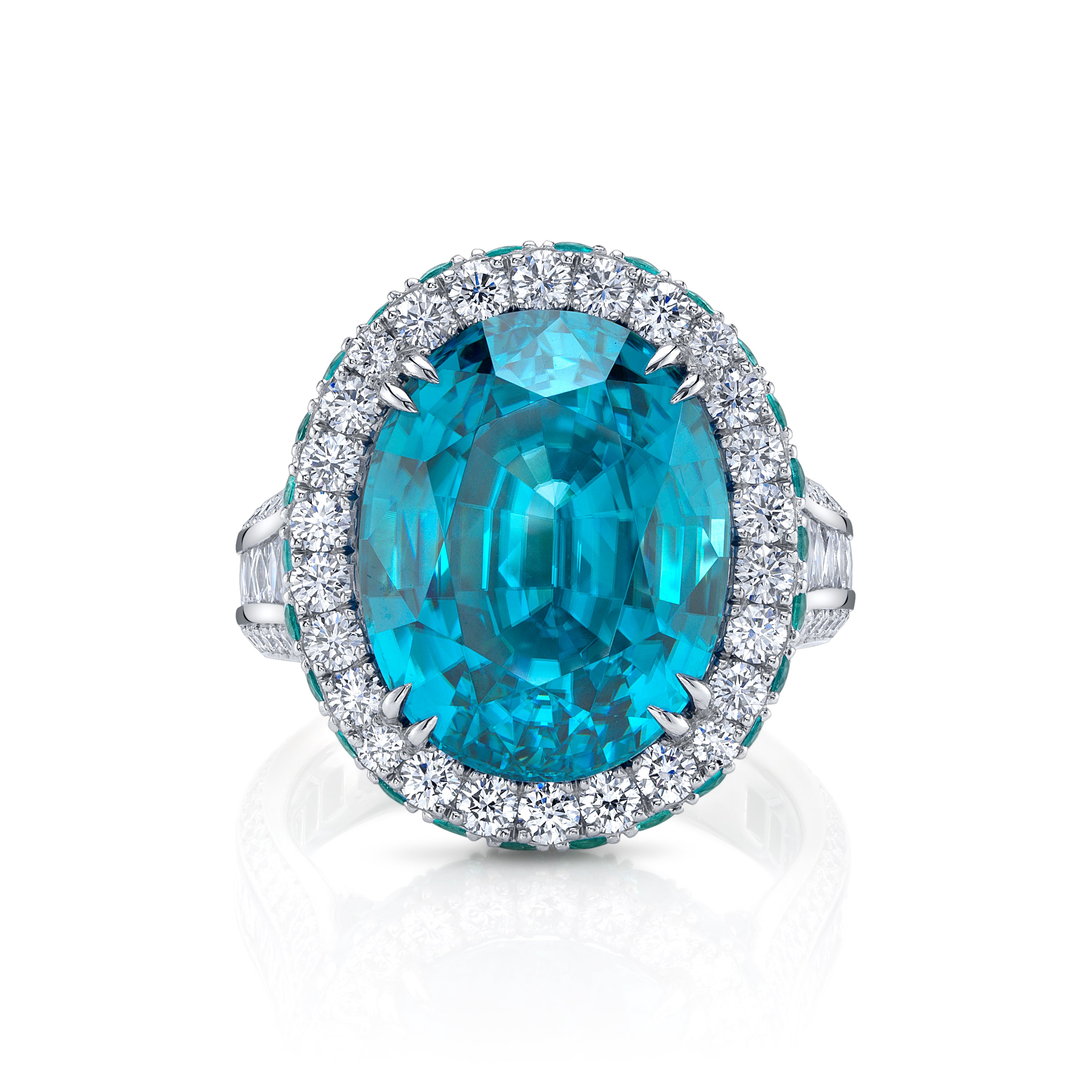 Omi Privé - Blue Zircon, Paraíba Tourmaline & Diamond Ring in Platinum - Jackson Hole Jewelry Company