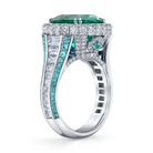 Omi Privé - Award Winning Brazilian Emerald, Paraiba Tourmaline & Diamond Ring in Platinum - Jackson Hole Jewelry Company