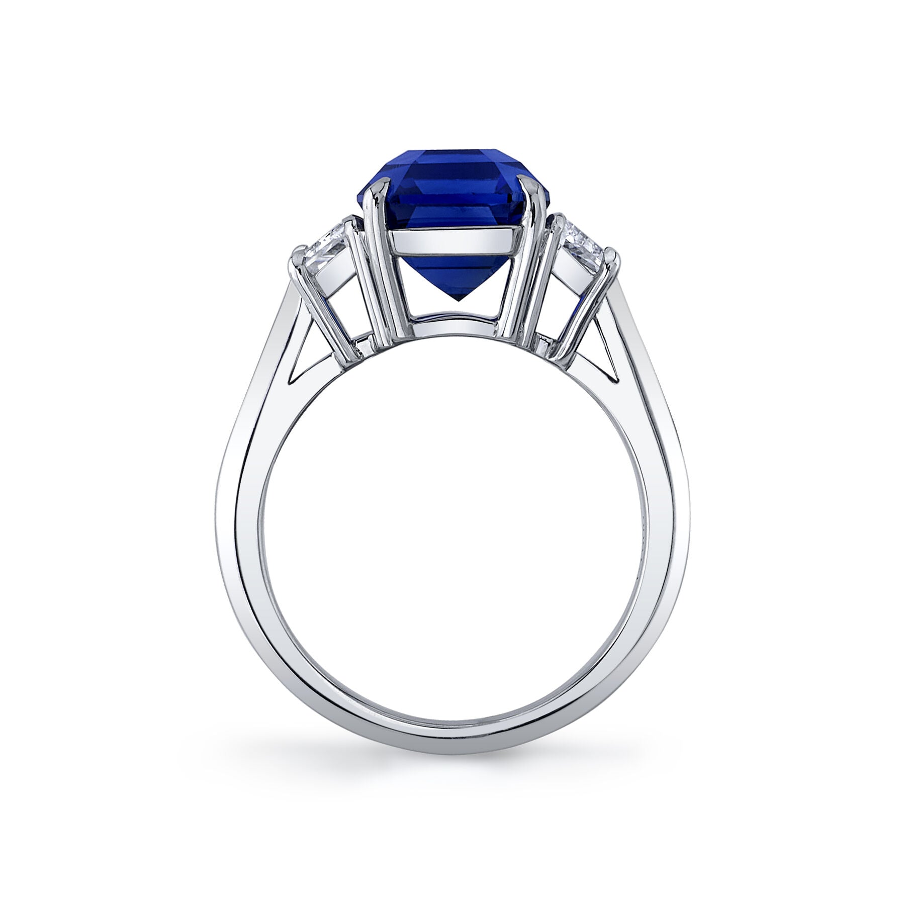 Omi Privé - Blue Sapphire & Diamond 3-Stone Ring in Platinum - Jackson Hole Jewelry Company