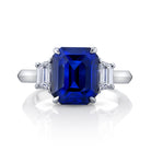 Omi Privé - Blue Sapphire & Diamond 3-Stone Ring in Platinum - Jackson Hole Jewelry Company