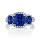 Omi Privé - Blue Sapphire & Diamond 3-Stone Ring in Platinum - Jackson Hole Jewelry Company
