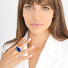 Omi Privé - Blue Sapphire & Diamond 3-Stone Ring in Platinum - Jackson Hole Jewelry Company