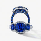 Omi Privé - Blue Sapphire & Diamond 3-Stone Ring in Platinum - Jackson Hole Jewelry Company
