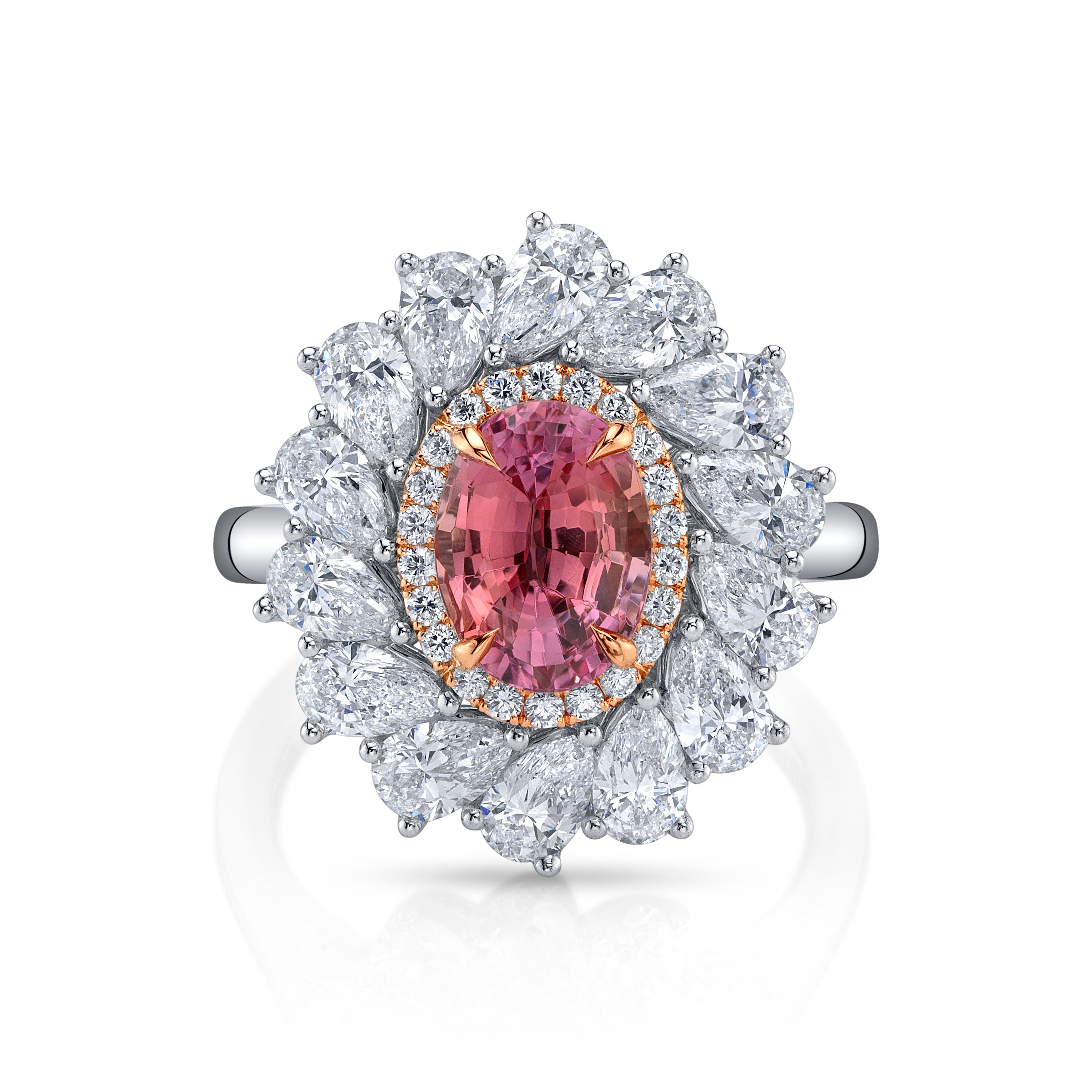 Omi Privé - Padparadscha & Diamond Ring in Platinum - Jackson Hole Jewelry Company