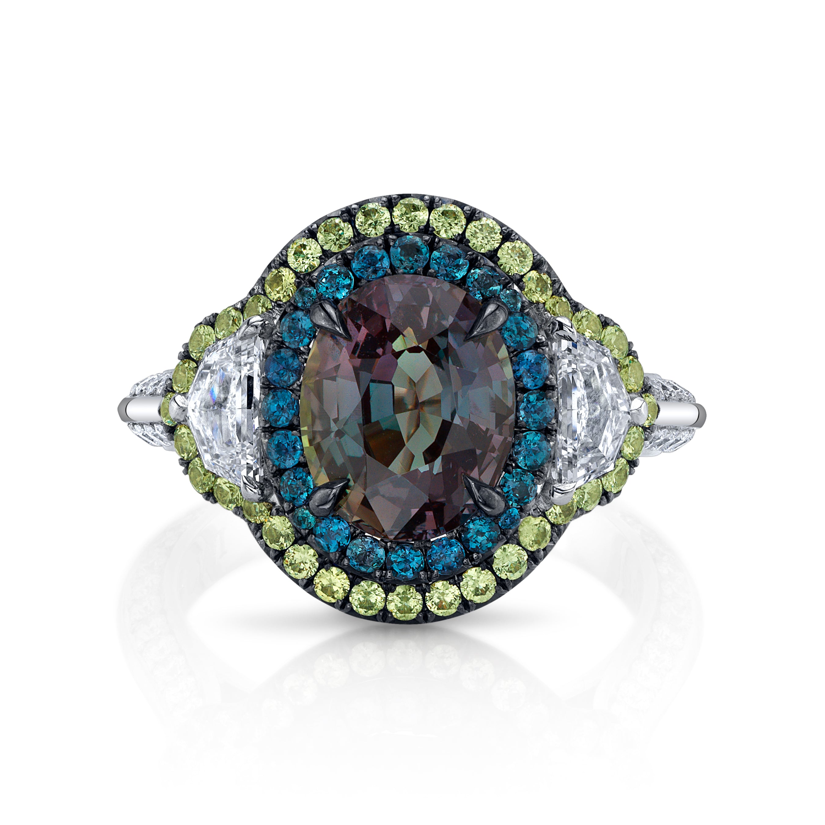 Omi Privé - Alexandrite, Demantoid & Diamond Ring in Platinum - Jackson Hole Jewelry Company