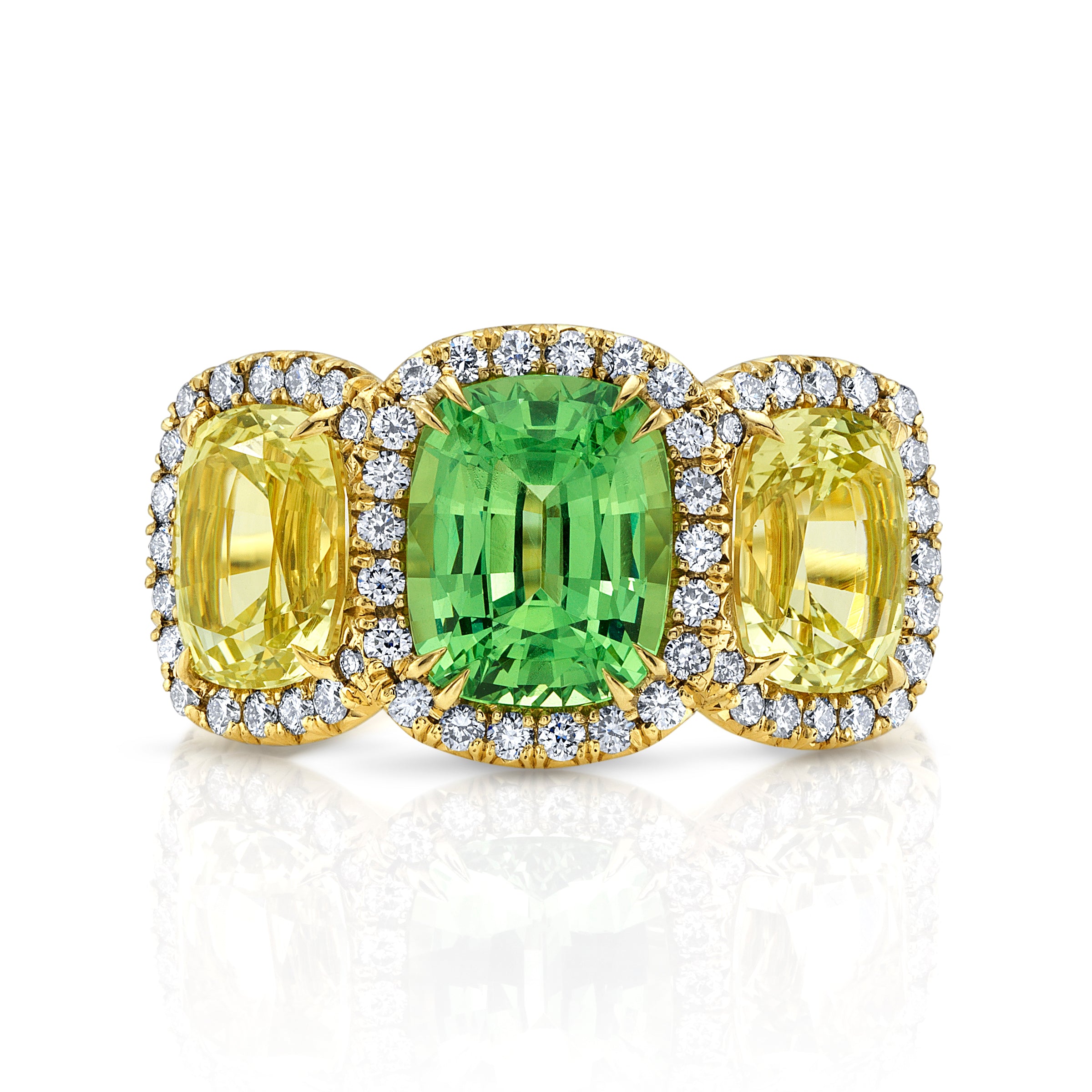 Omi Privé - Tsavorite, Chrysoberyl & Diamond Ring in 18K Yellow Gold - Jackson Hole Jewelry Company