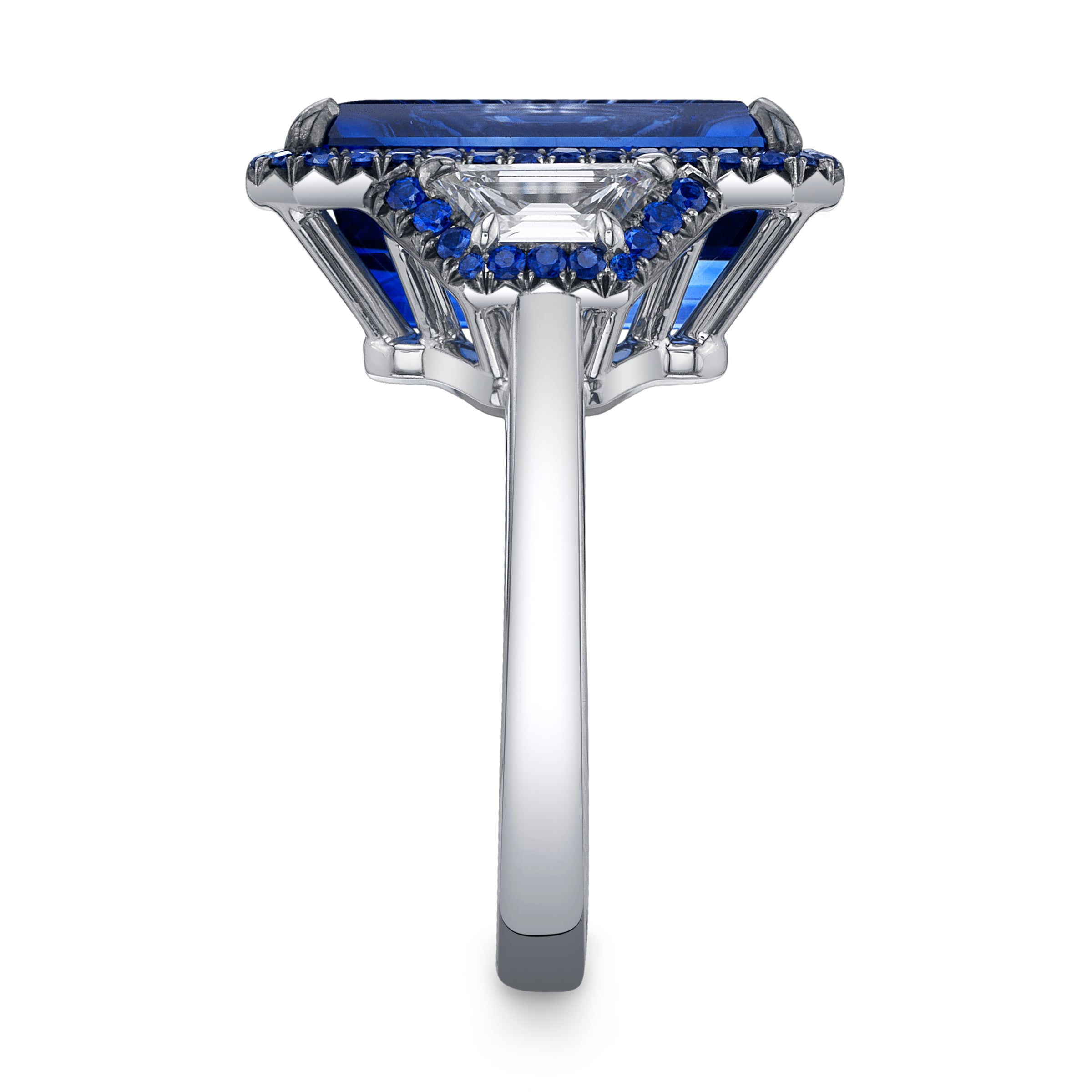 Omi Privé - Blue Sapphire & Diamond Ring in Platinum - Jackson Hole Jewelry Company