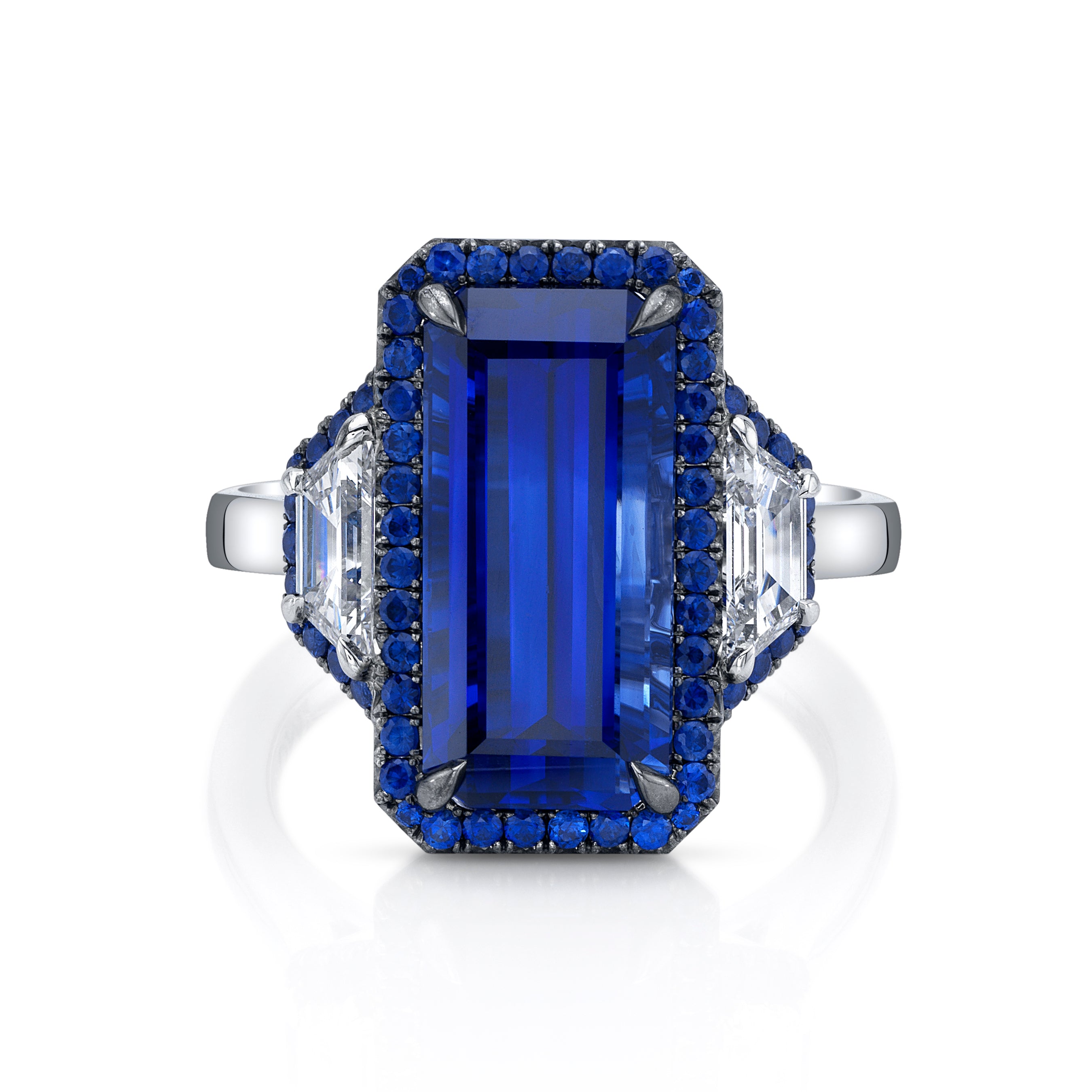 Omi Privé - Blue Sapphire & Diamond Ring in Platinum - Jackson Hole Jewelry Company
