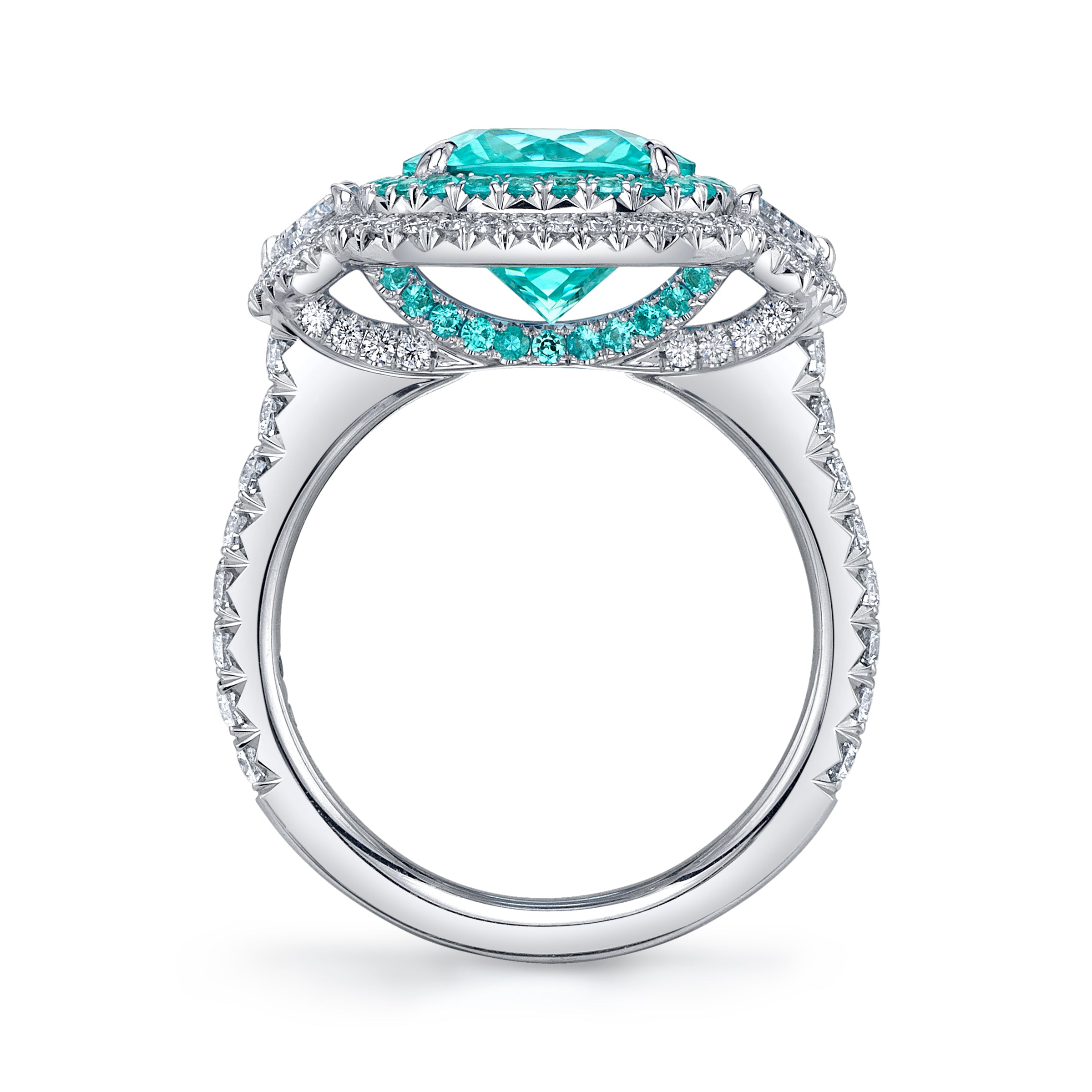 Omi Privé Paraiba Type Tourmaline & Diamond Ring in Platinum - Jackson Hole Jewelry Company
