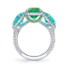 Omi Privé Green Tourmaline, Paraiba Type Tourmaline, Paraiba, Tsavorite Garnet & Diamond Ring in Platinum - Jackson Hole Jewelry Company
