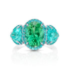 Omi Privé Green Tourmaline, Paraiba Type Tourmaline, Paraiba, Tsavorite Garnet & Diamond Ring in Platinum - Jackson Hole Jewelry Company