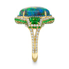 Omi Privé Australian Black Opal, Tsavorite, Hauyne & Diamond Ring in 18K Yellow Gold - Jackson Hole Jewelry Company