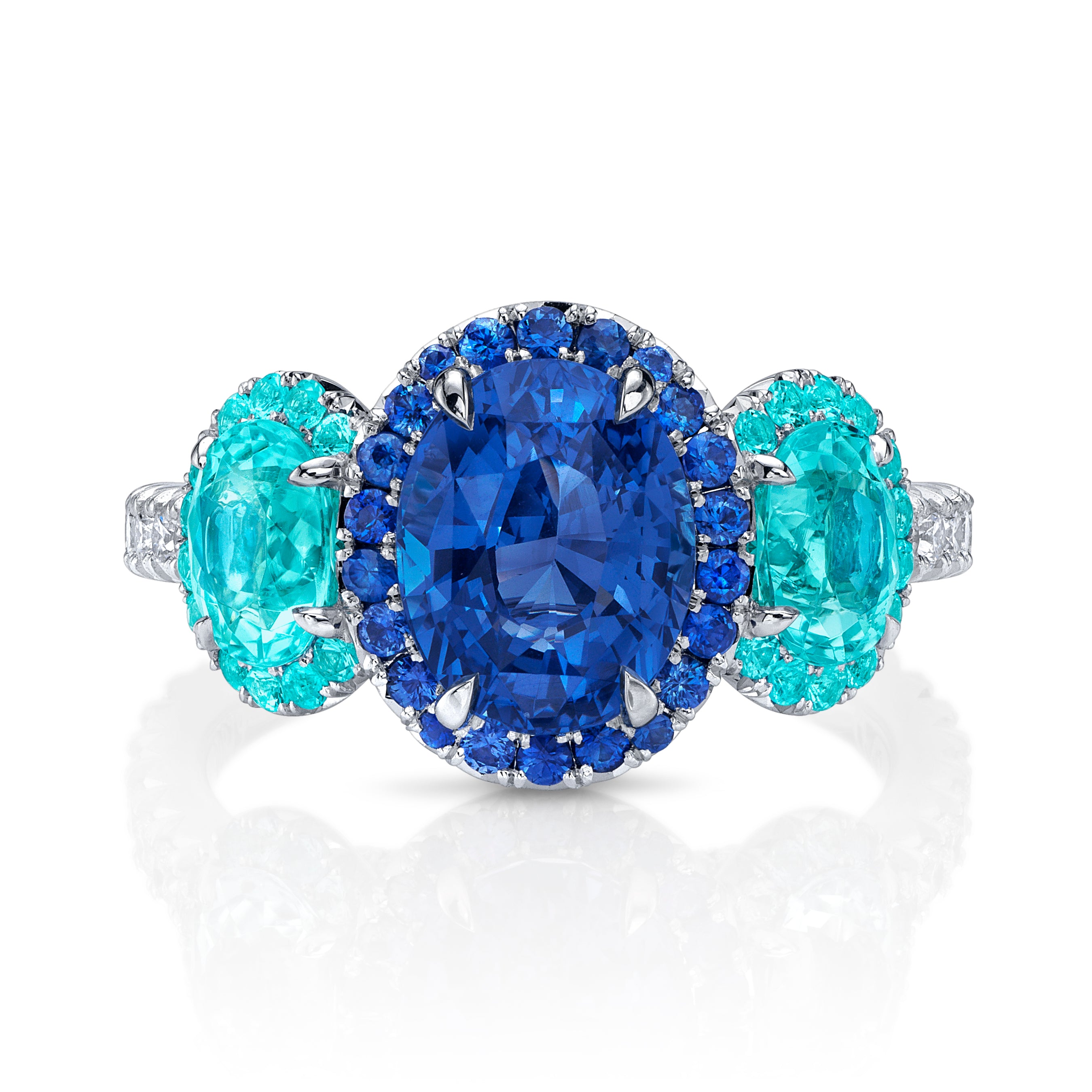 Omi Privé - Cobalt Spinel, Paraiba-Type Tourmaline, Paraiba, Sapphire & Diamond Ring in Platinum - Jackson Hole Jewelry Company