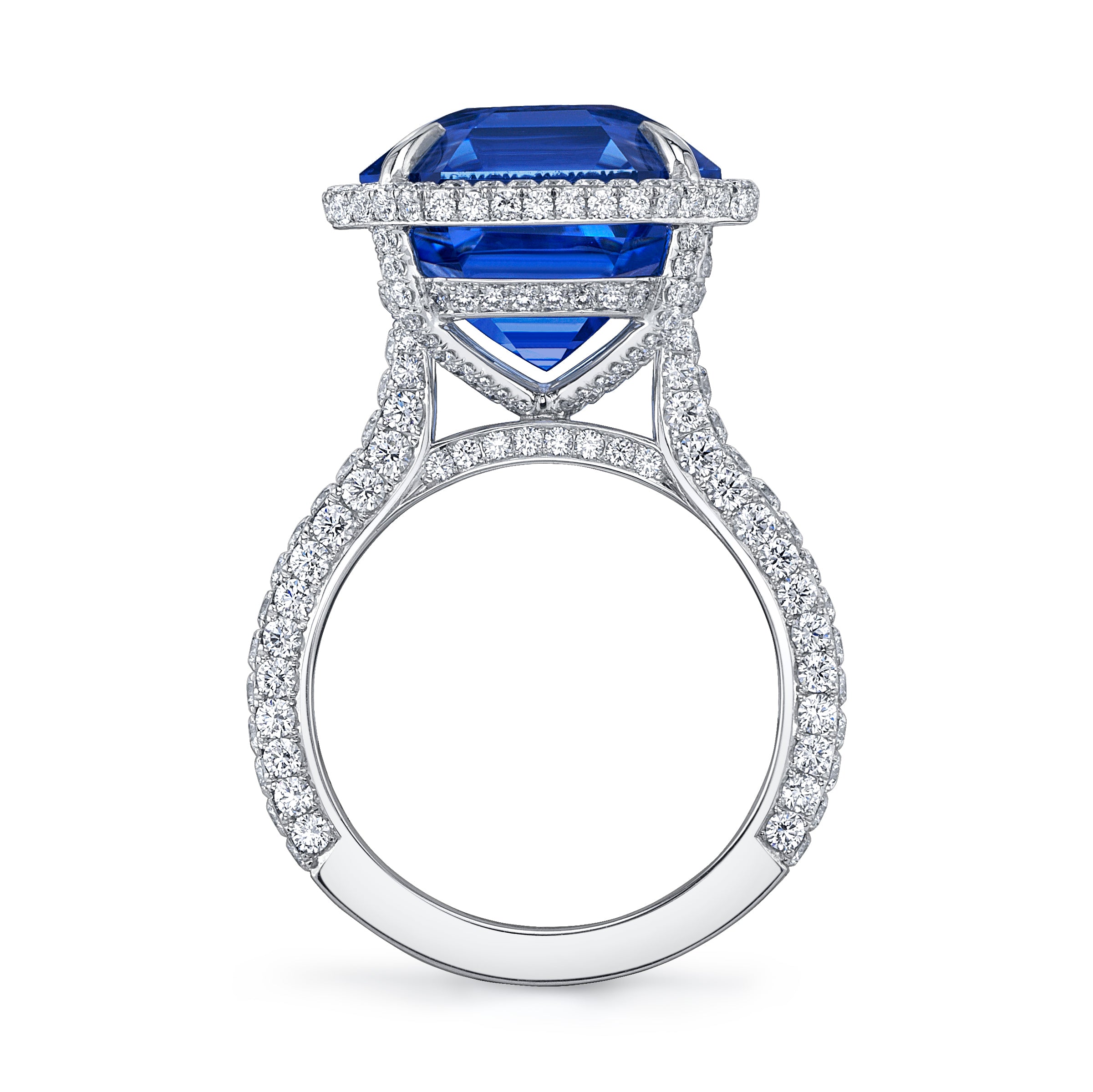 Omi Privé - Blue Sapphire & Diamond Ring in Platinum - Jackson Hole Jewelry Company